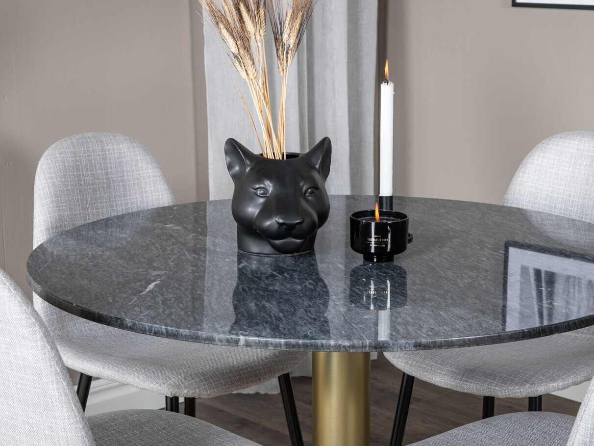 Conjunto de comedor Dallas 1215 (Gris + Negro)