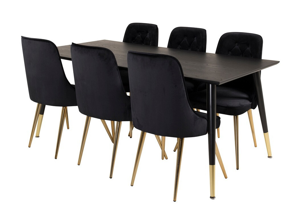 Conjunto de comedor Dallas 1256 (Negro + Dorado)