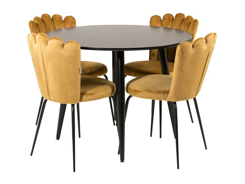 Conjunto de comedor Dallas 1264 (Amarillo + Negro)