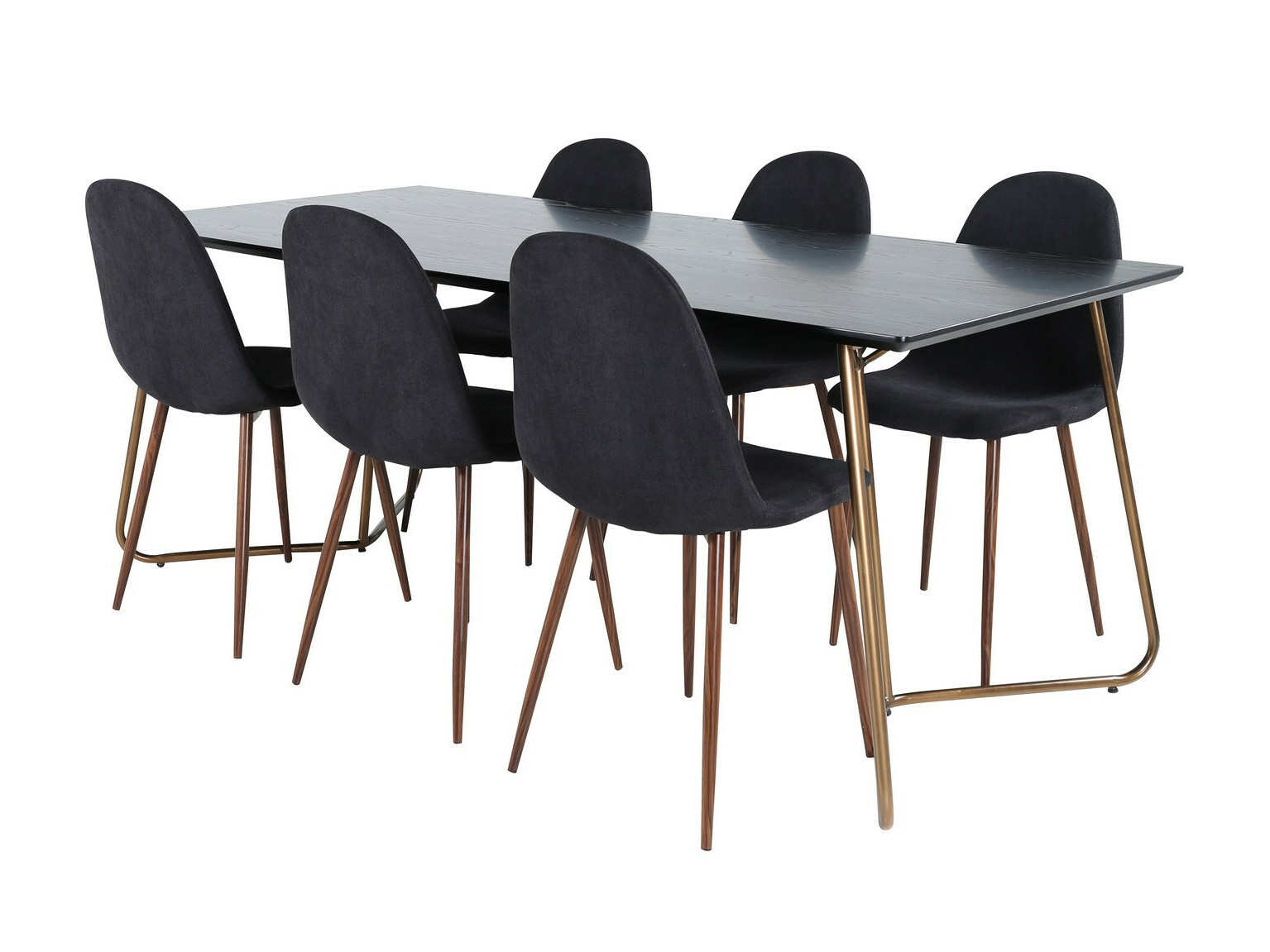 Conjunto de comedor Dallas 2713 (Negro + Nogal)