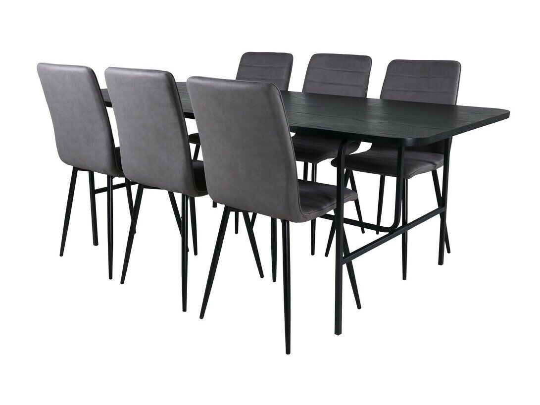 Conjunto de comedor Dallas 2768 (Gris + Negro)
