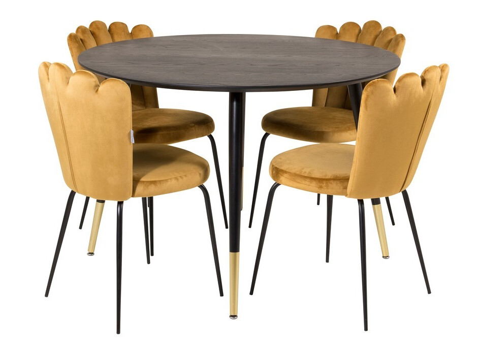 Conjunto de mesas y sillas para comedor Dallas 1177 (Amarillo + Negro)