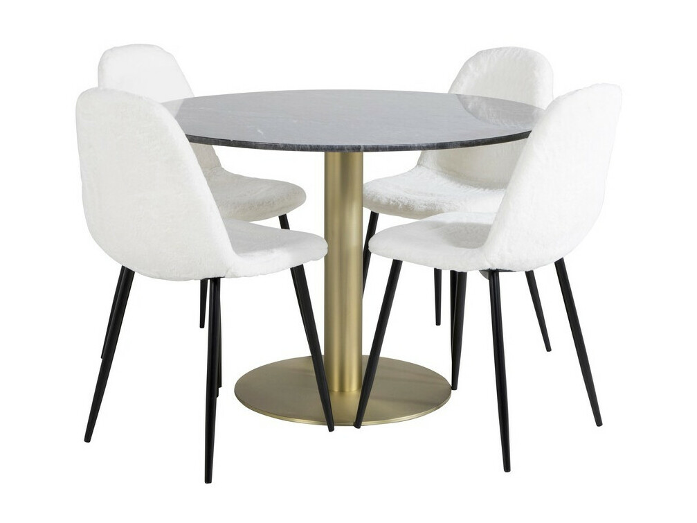 Conjunto de mesas y sillas para comedor Dallas 1215 (Blanco + Negro)