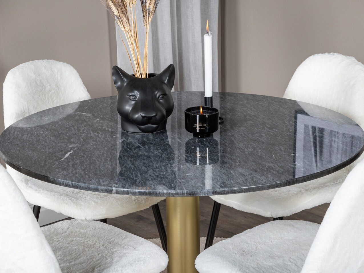 Conjunto de mesas y sillas para comedor Dallas 1215 (Blanco + Negro)