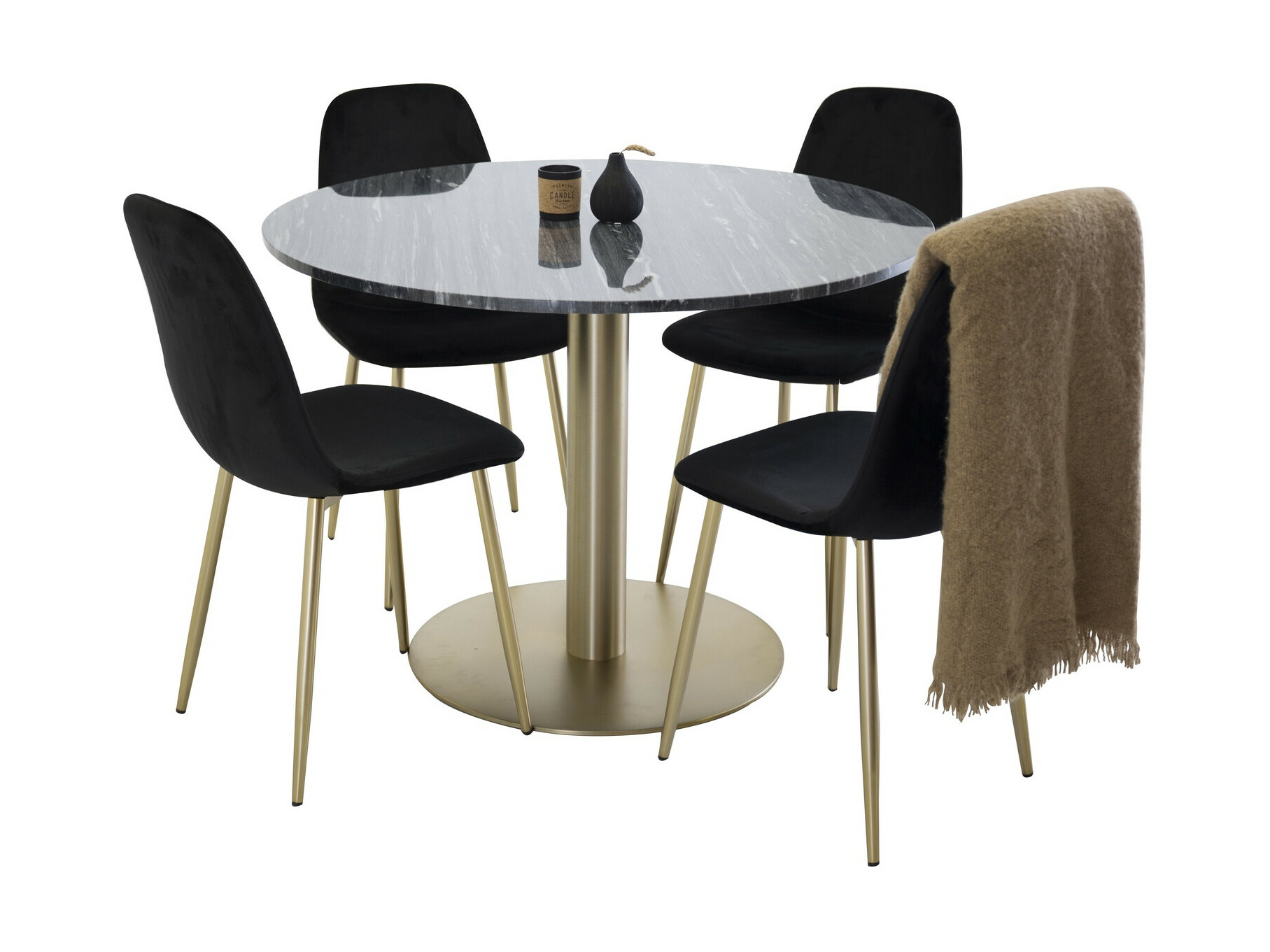Conjunto de mesas y sillas para comedor Dallas 1220 (Negro + Dorado)