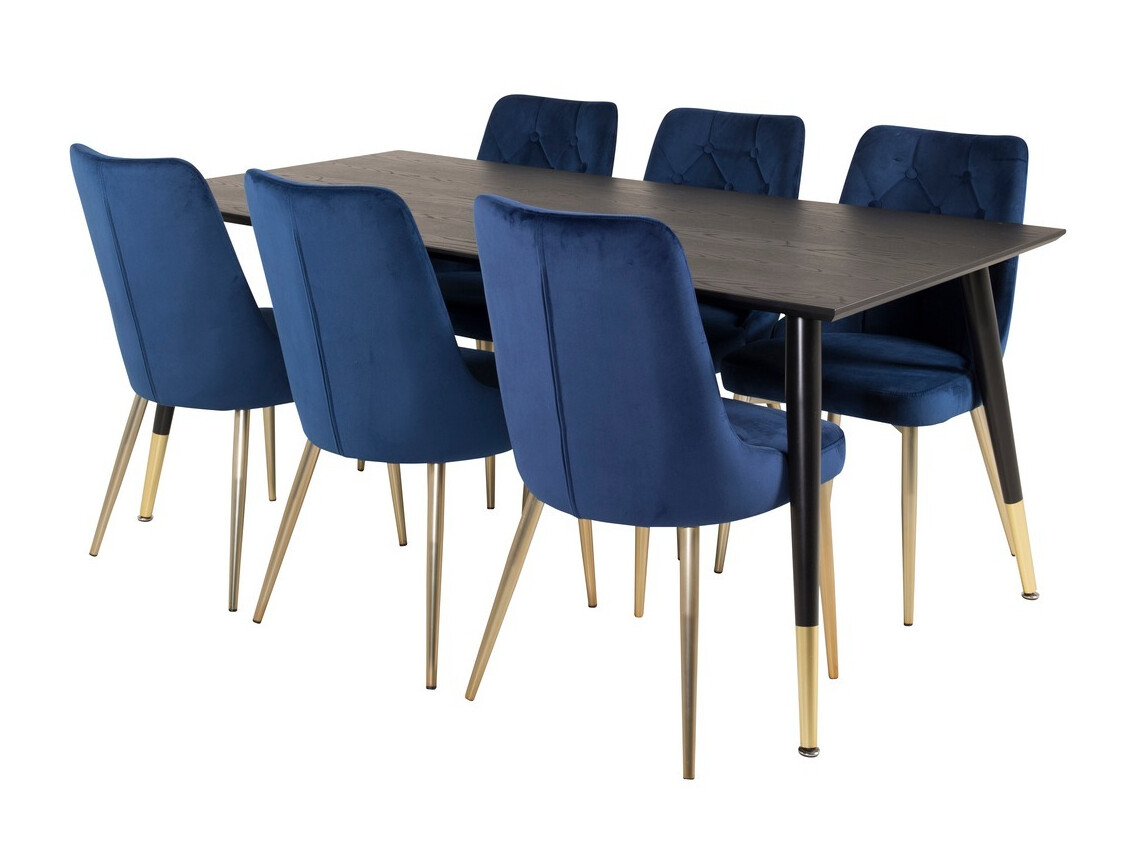 Conjunto de mesas y sillas para comedor Dallas 1256 (Azul + Dorado)