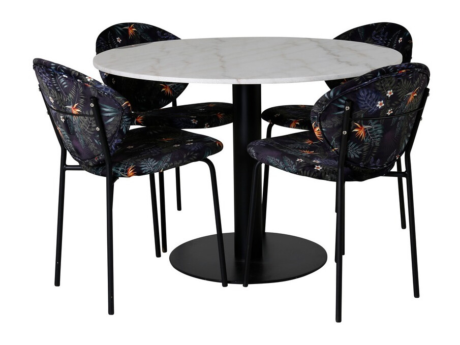 Conjunto de mesas y sillas para comedor Dallas 1298 (Patrón floral + Negro)