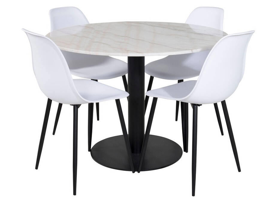 Conjunto de mesas y sillas para comedor Dallas 1304 (Blanco + Negro)