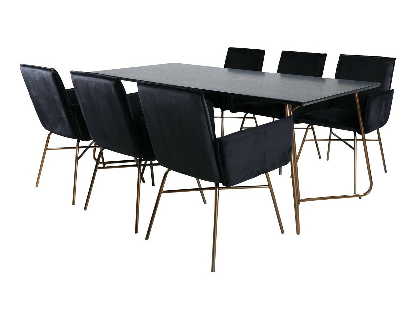 Conjunto de mesas y sillas para comedor Dallas 2718 (Negro + Cobre)