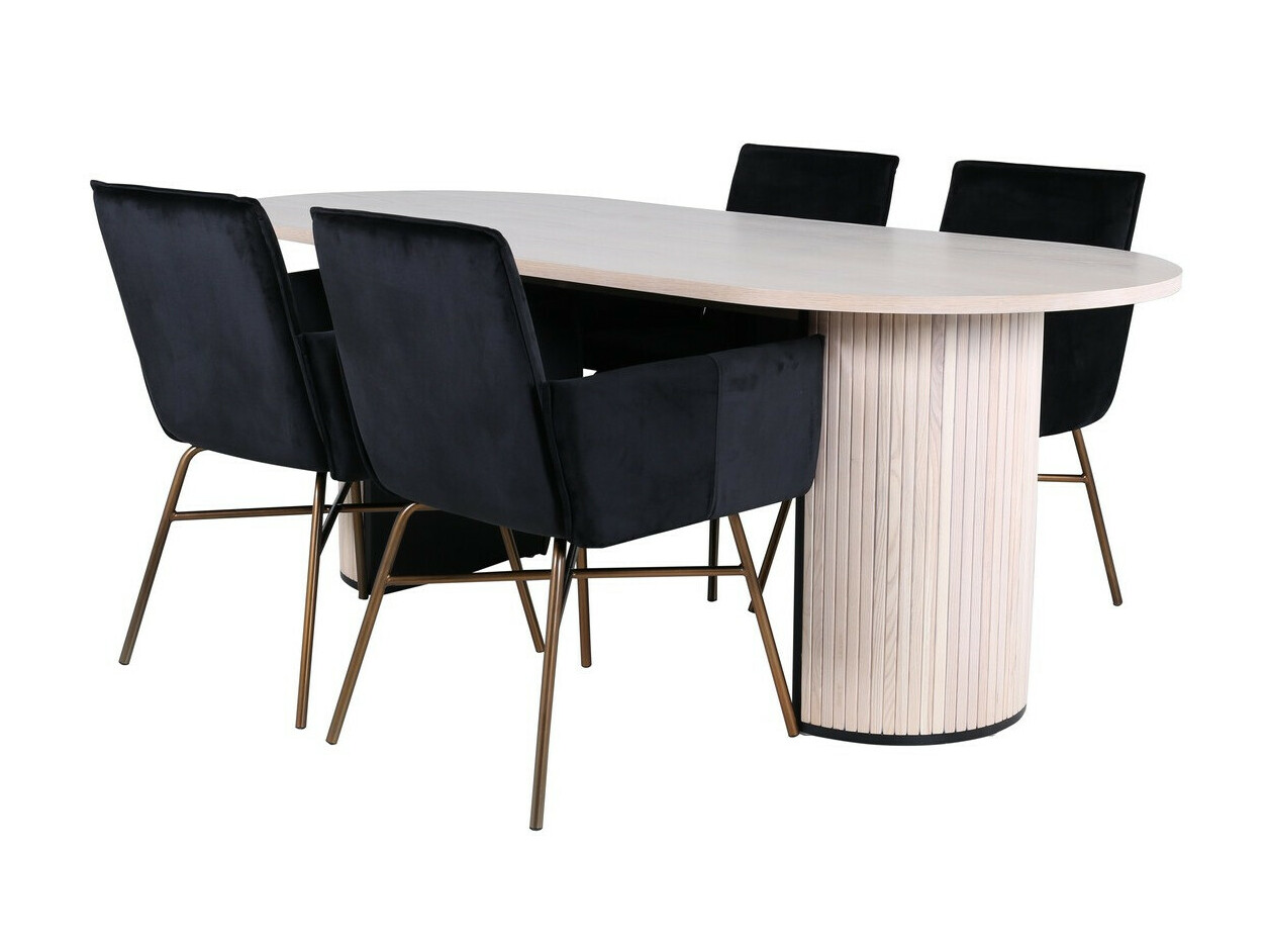 Conjunto de mesas y sillas para comedor Dallas 2751 (Negro + Cobre)