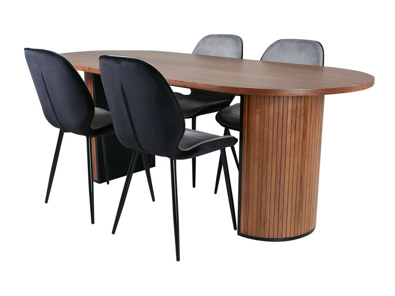 Conjunto de mesas y sillas para comedor Dallas 2763 (Nogal + Negro)