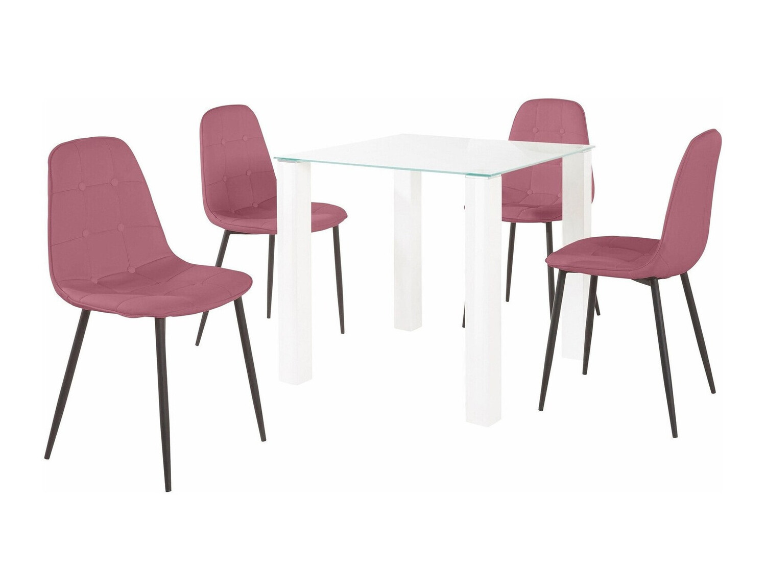 Conjunto de comedor Denton 266 (Blanco + Rosa + Negro)