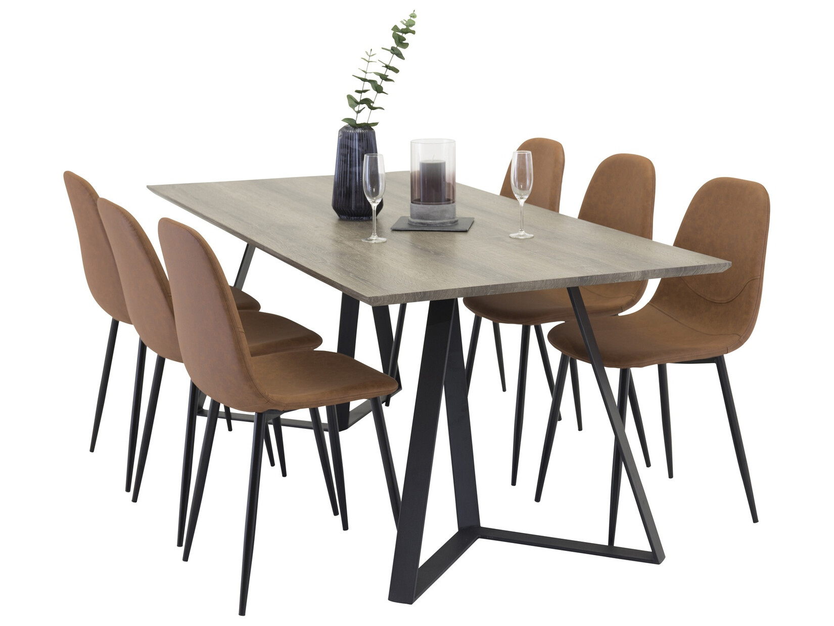 Conjunto de mesas y sillas para comedor Dallas 1353 (Marrón + Negro)