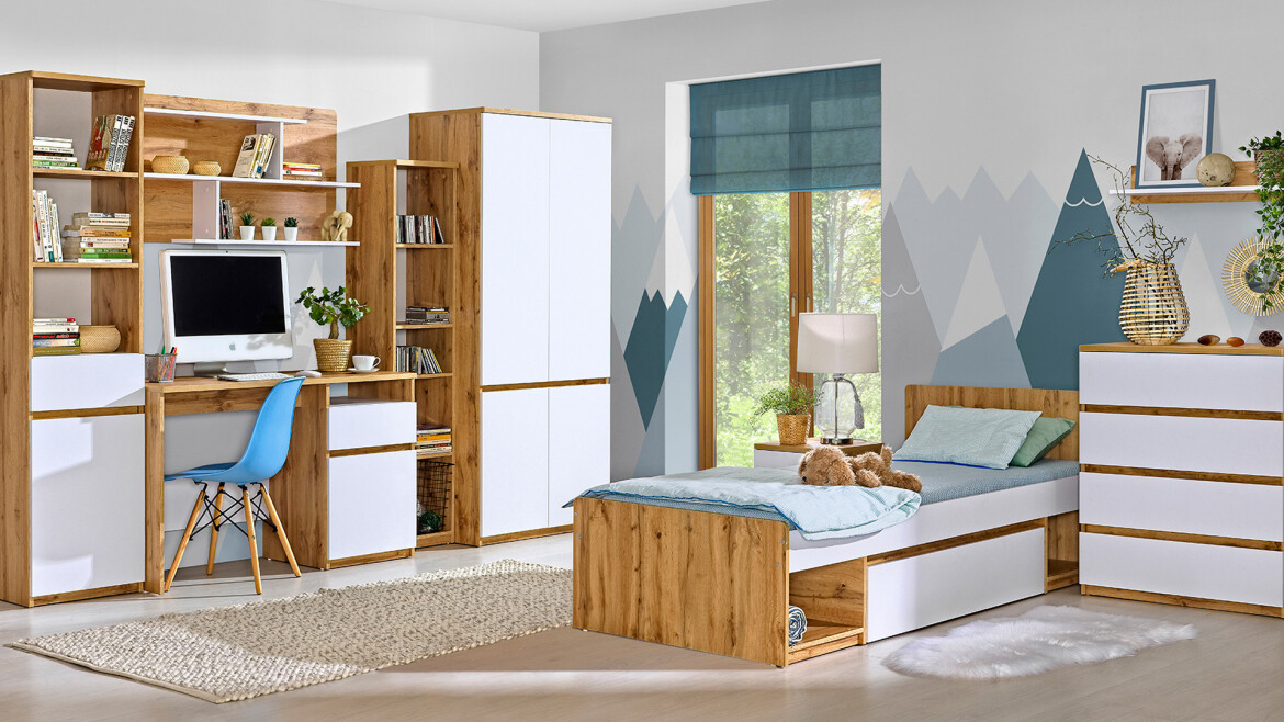 Cama Evaropha 108 (Roble wotan + Blanco)