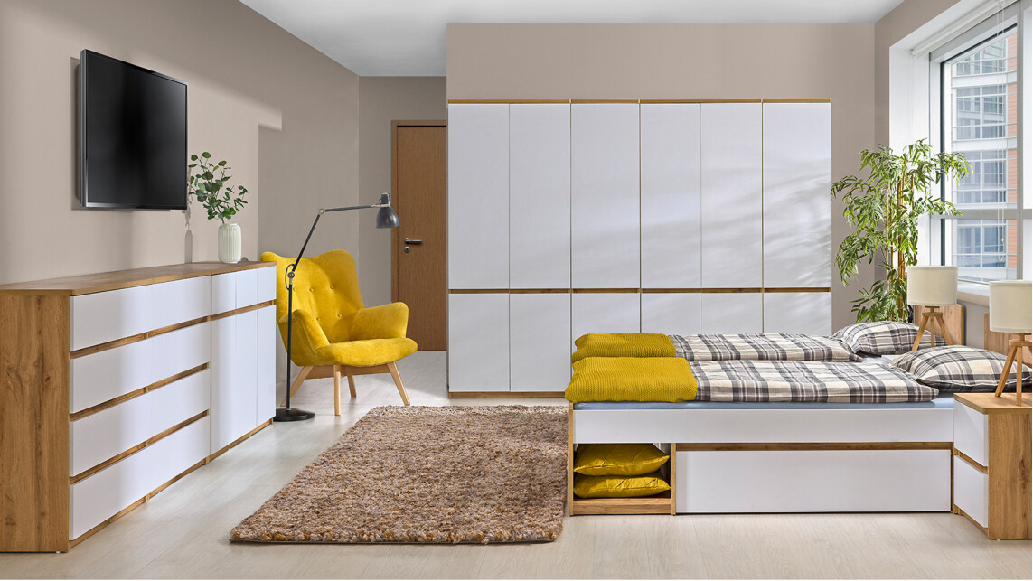 Cómoda Evaropha 104 (Roble wotan + Blanco)