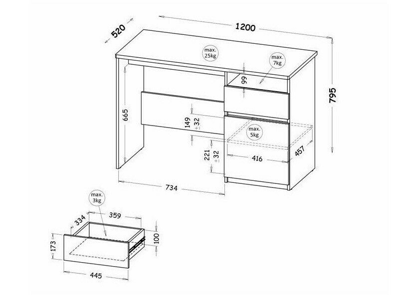 Mesa de oficina Evaropha 106 (Roble wotan + Blanco)