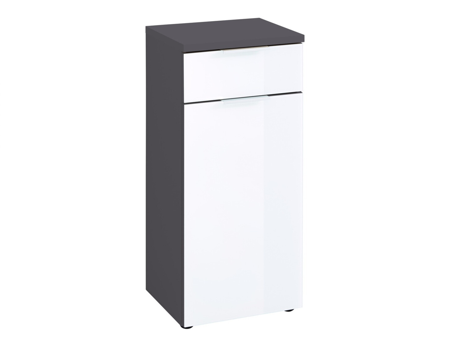 Armario de pie para baño Levciro 101 (Blanco brillante + Grafito)
