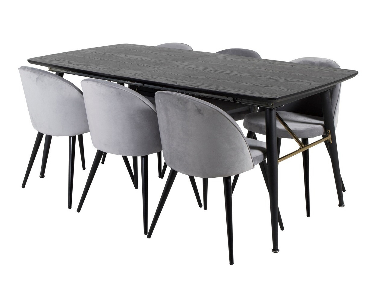 Conjunto de comedor Dallas 1449 (Gris claro + Negro)