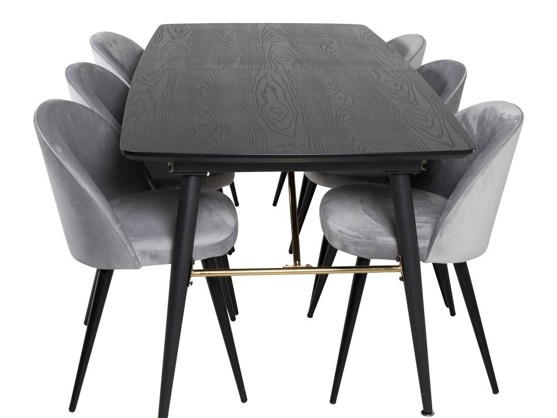 Conjunto de comedor Dallas 1449 (Gris claro + Negro)