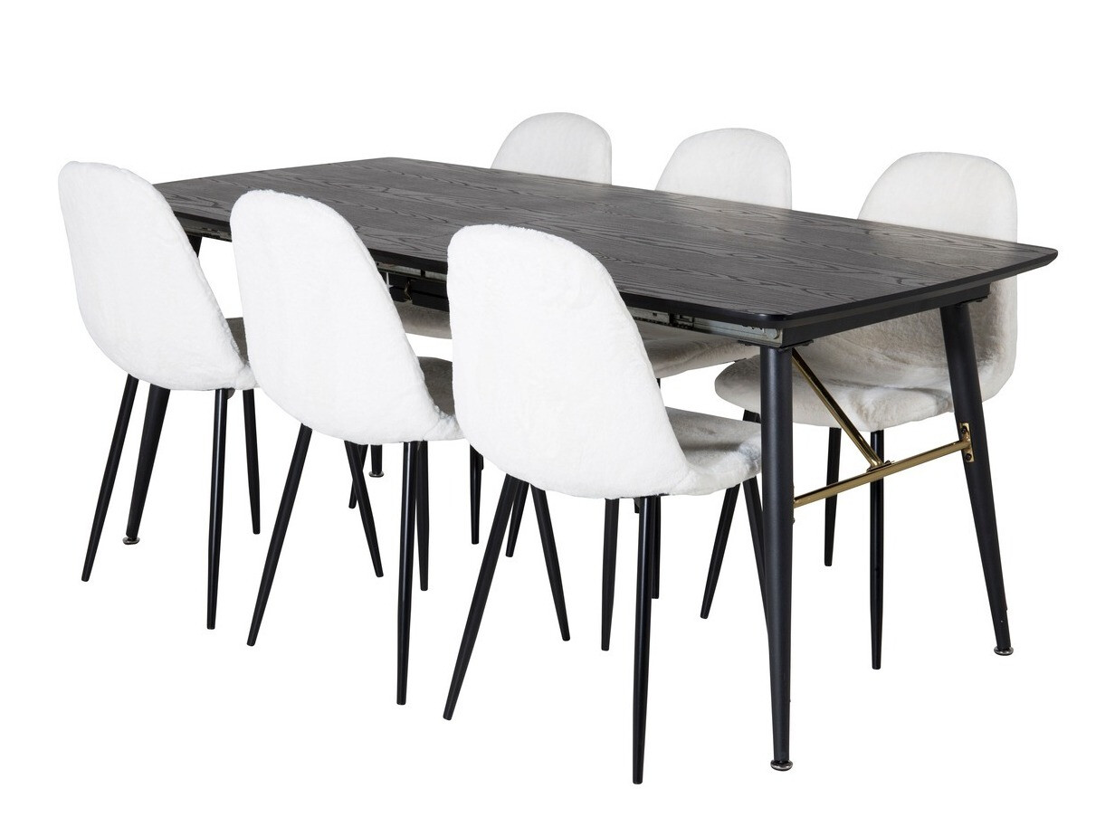 Conjunto de mesas y sillas para comedor Dallas 1443 (Blanco + Negro)