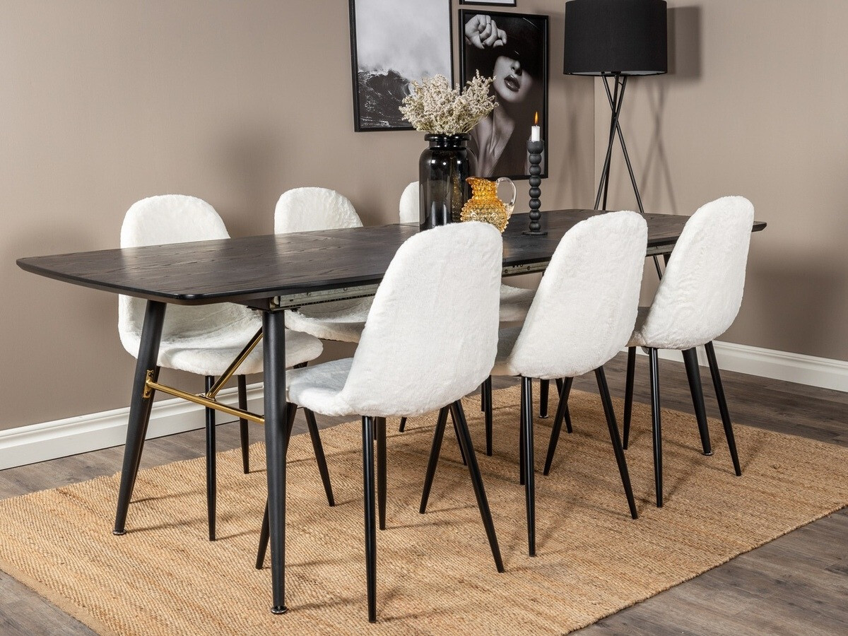 Conjunto de mesas y sillas para comedor Dallas 1443 (Blanco + Negro)