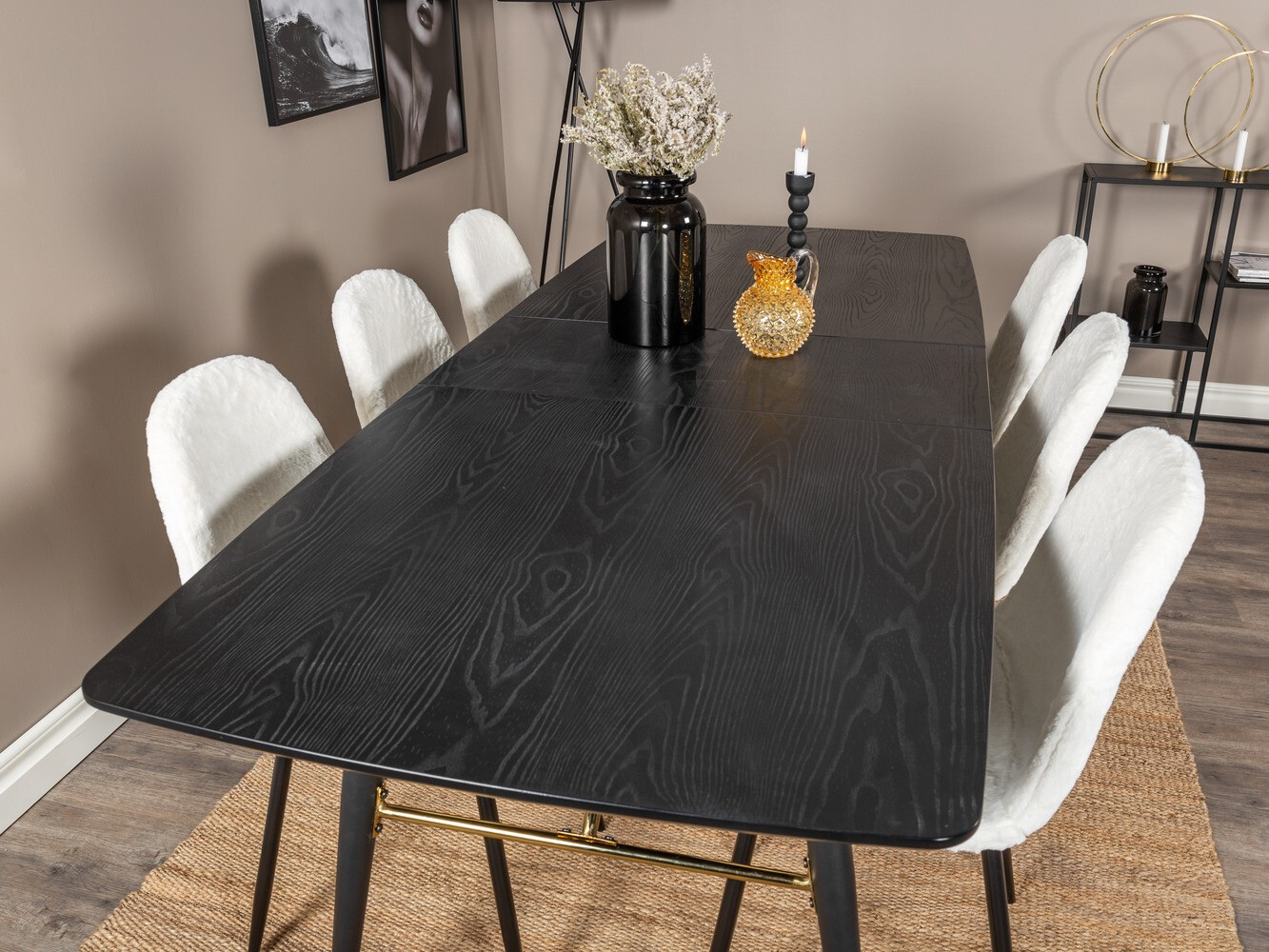 Conjunto de mesas y sillas para comedor Dallas 1443 (Blanco + Negro)