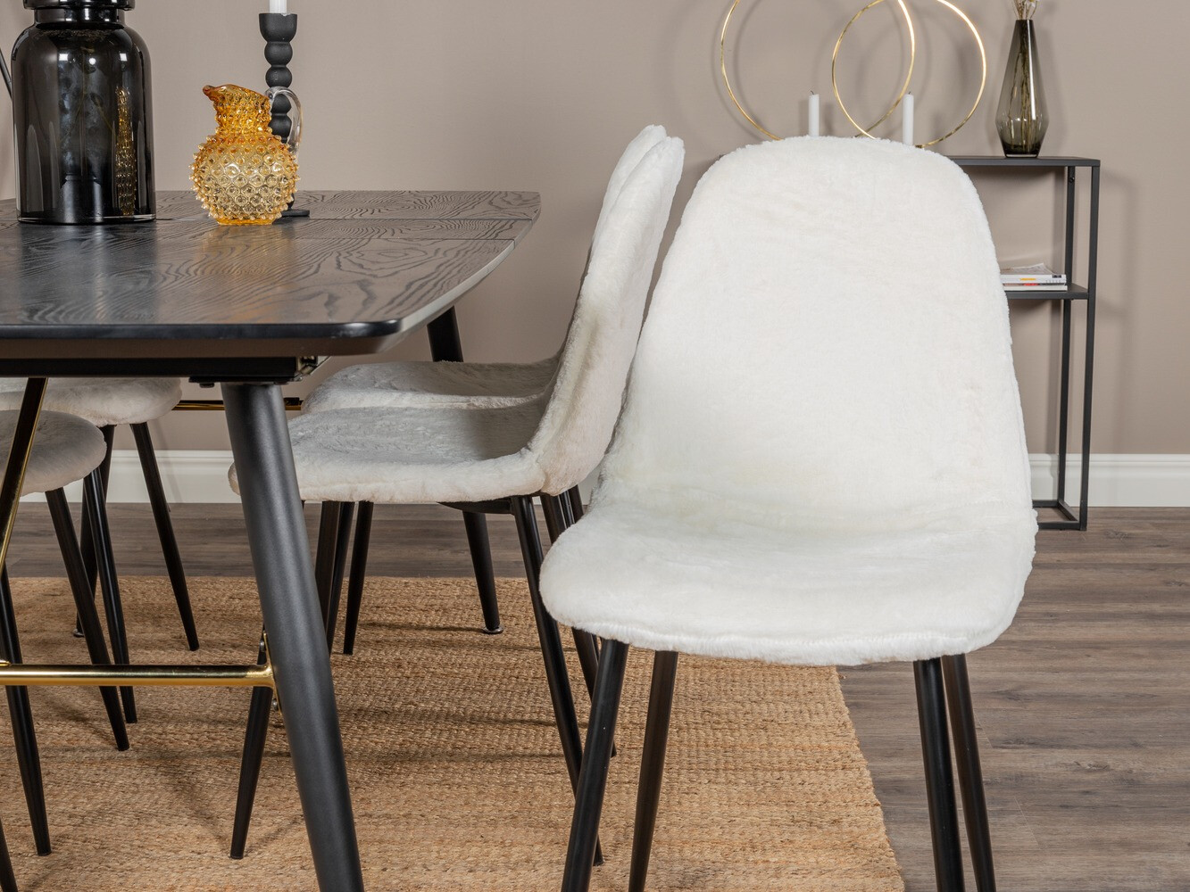 Conjunto de mesas y sillas para comedor Dallas 1443 (Blanco + Negro)