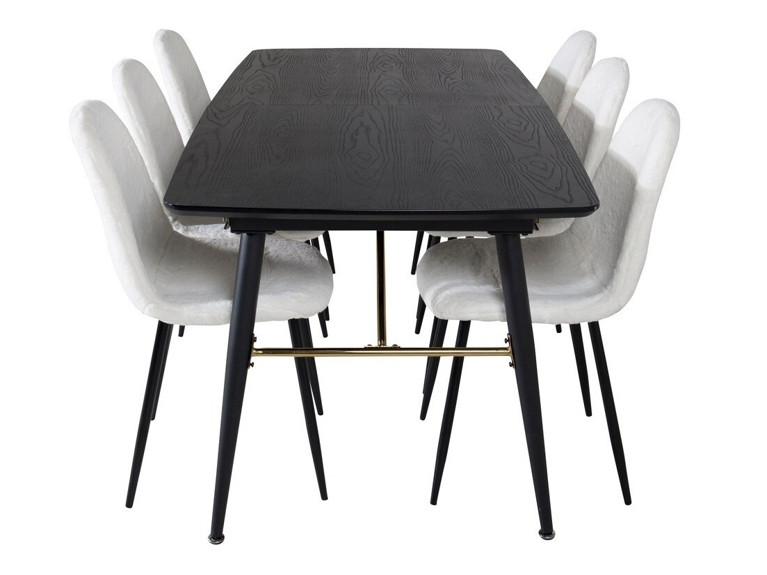 Conjunto de mesas y sillas para comedor Dallas 1443 (Blanco + Negro)
