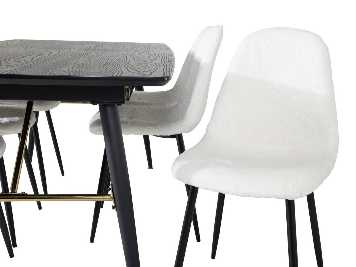 Conjunto de mesas y sillas para comedor Dallas 1443 (Blanco + Negro)