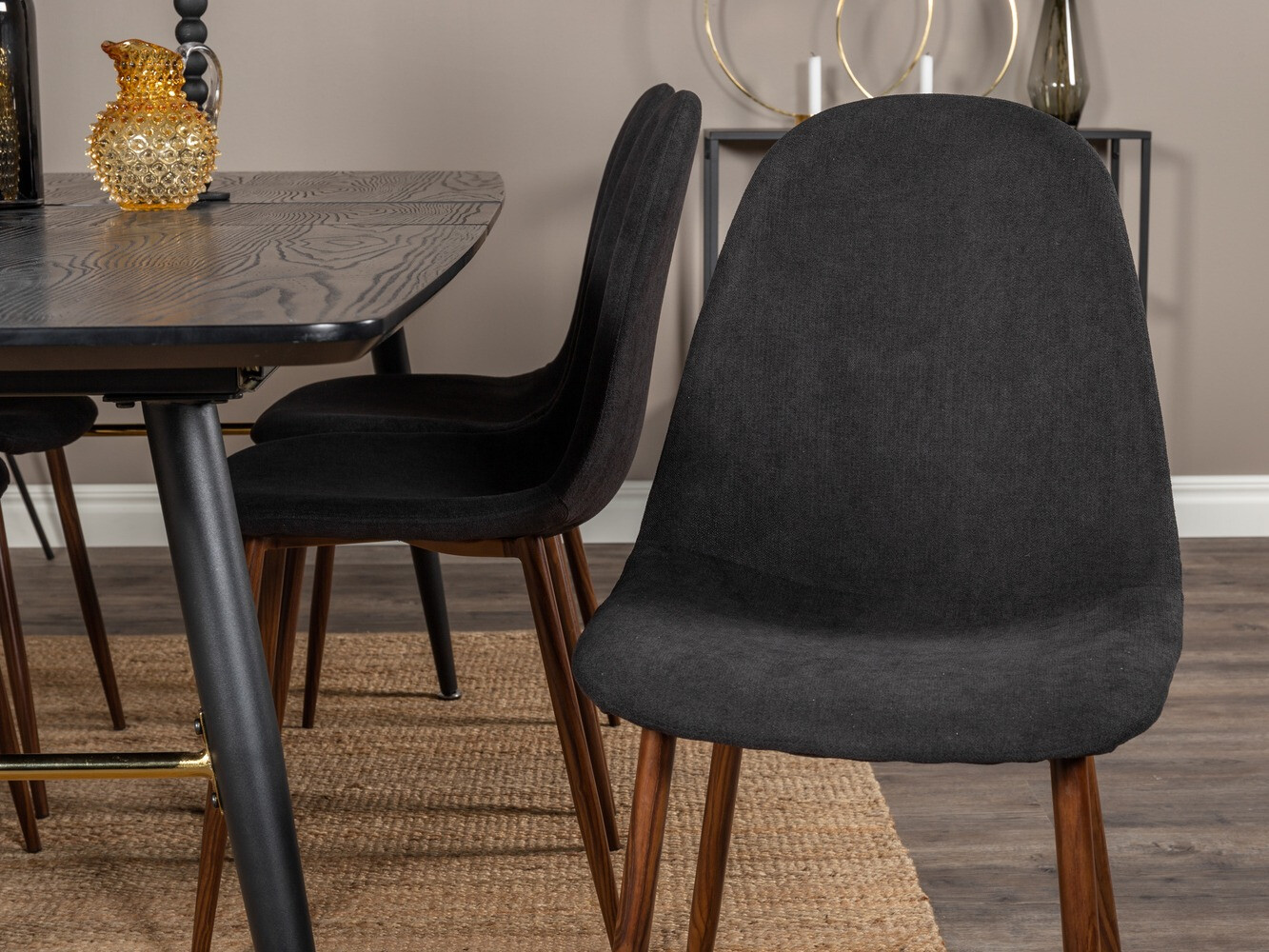 Conjunto de mesas y sillas para comedor Dallas 1443 (Negro + Nuez)