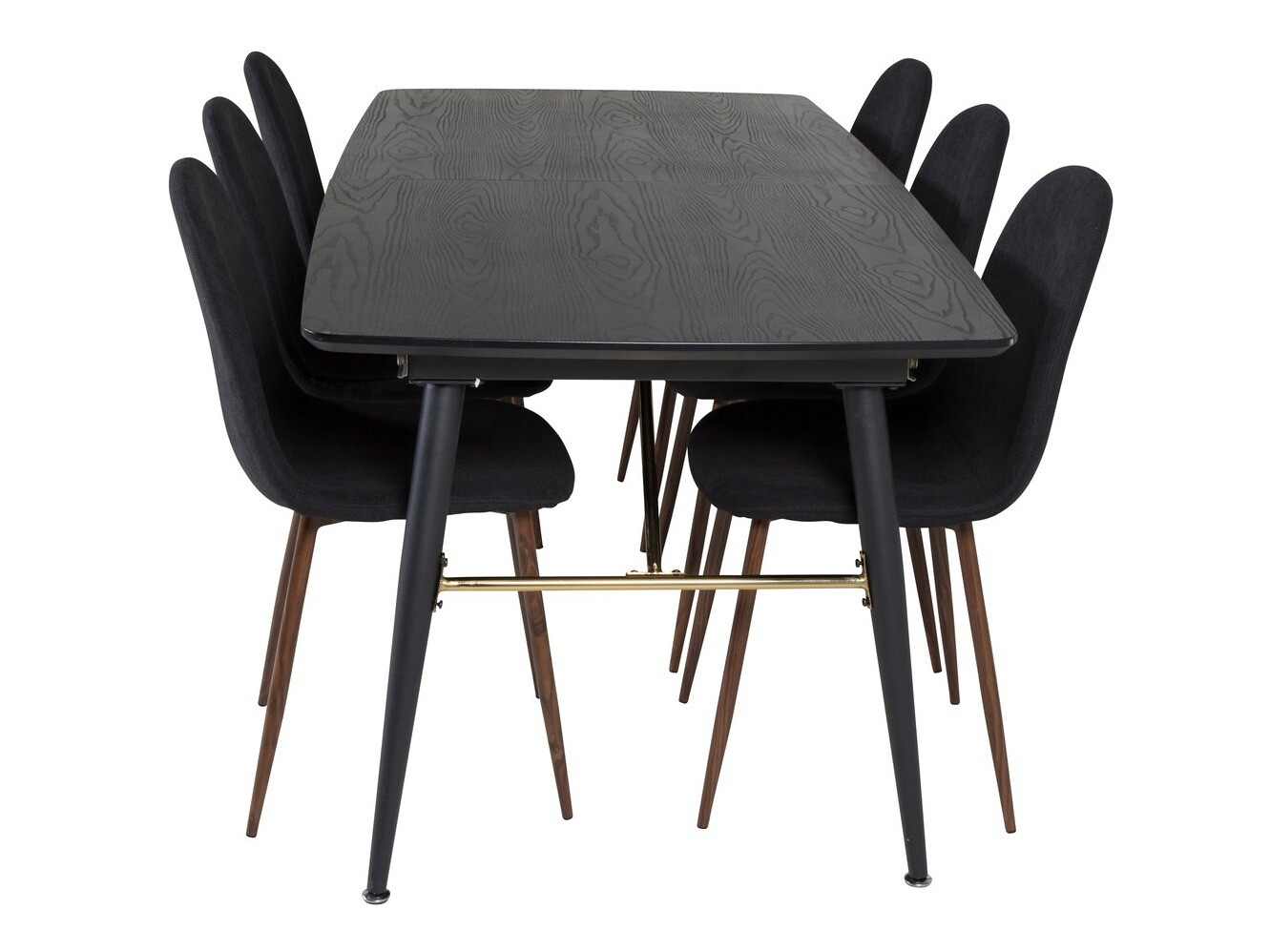 Conjunto de mesas y sillas para comedor Dallas 1443 (Negro + Nuez)