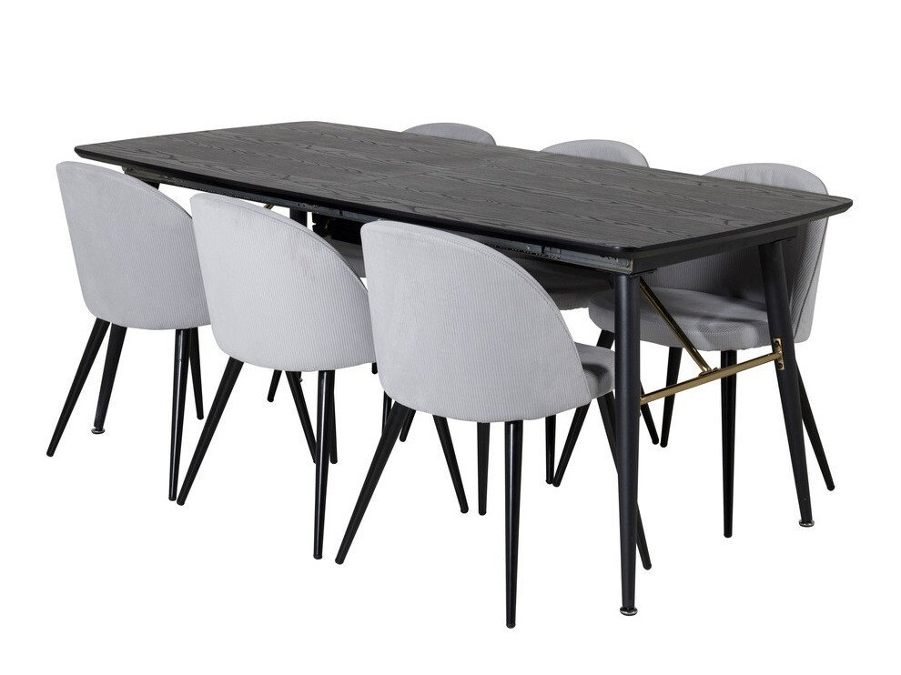 Conjunto de mesas y sillas para comedor Dallas 1447 (Gris claro + Negro)