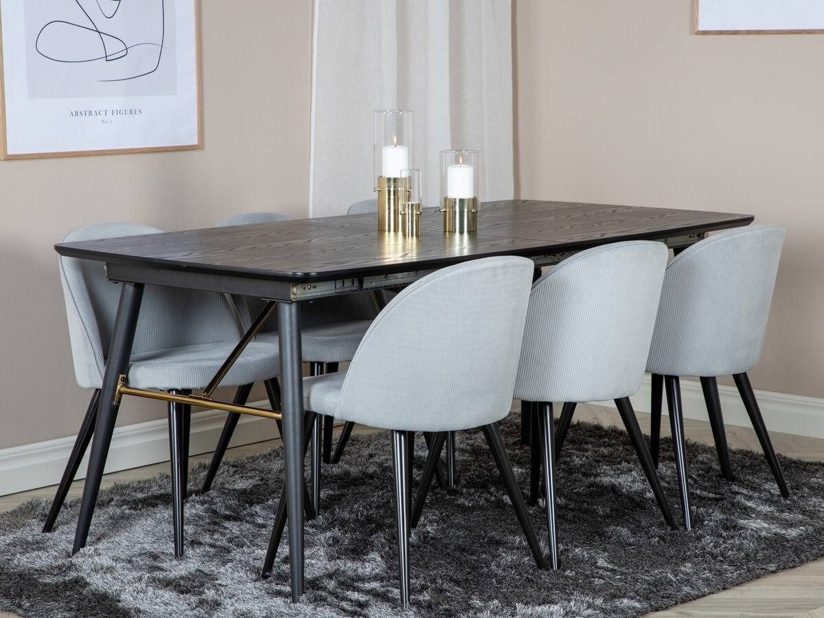 Conjunto de mesas y sillas para comedor Dallas 1447 (Gris claro + Negro)