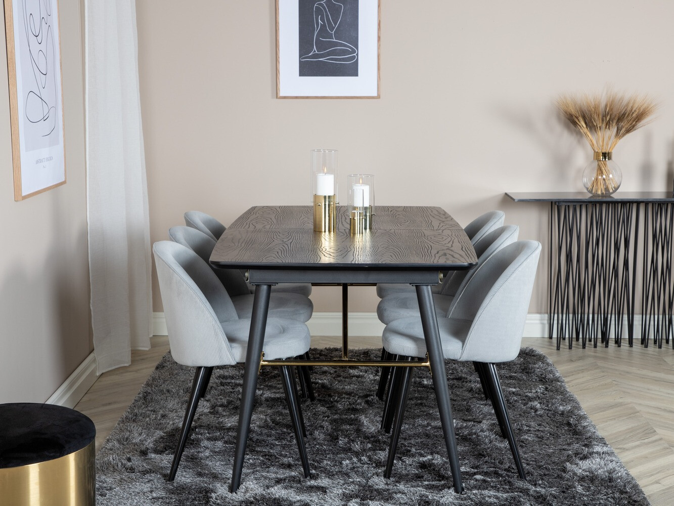 Conjunto de mesas y sillas para comedor Dallas 1447 (Gris claro + Negro)