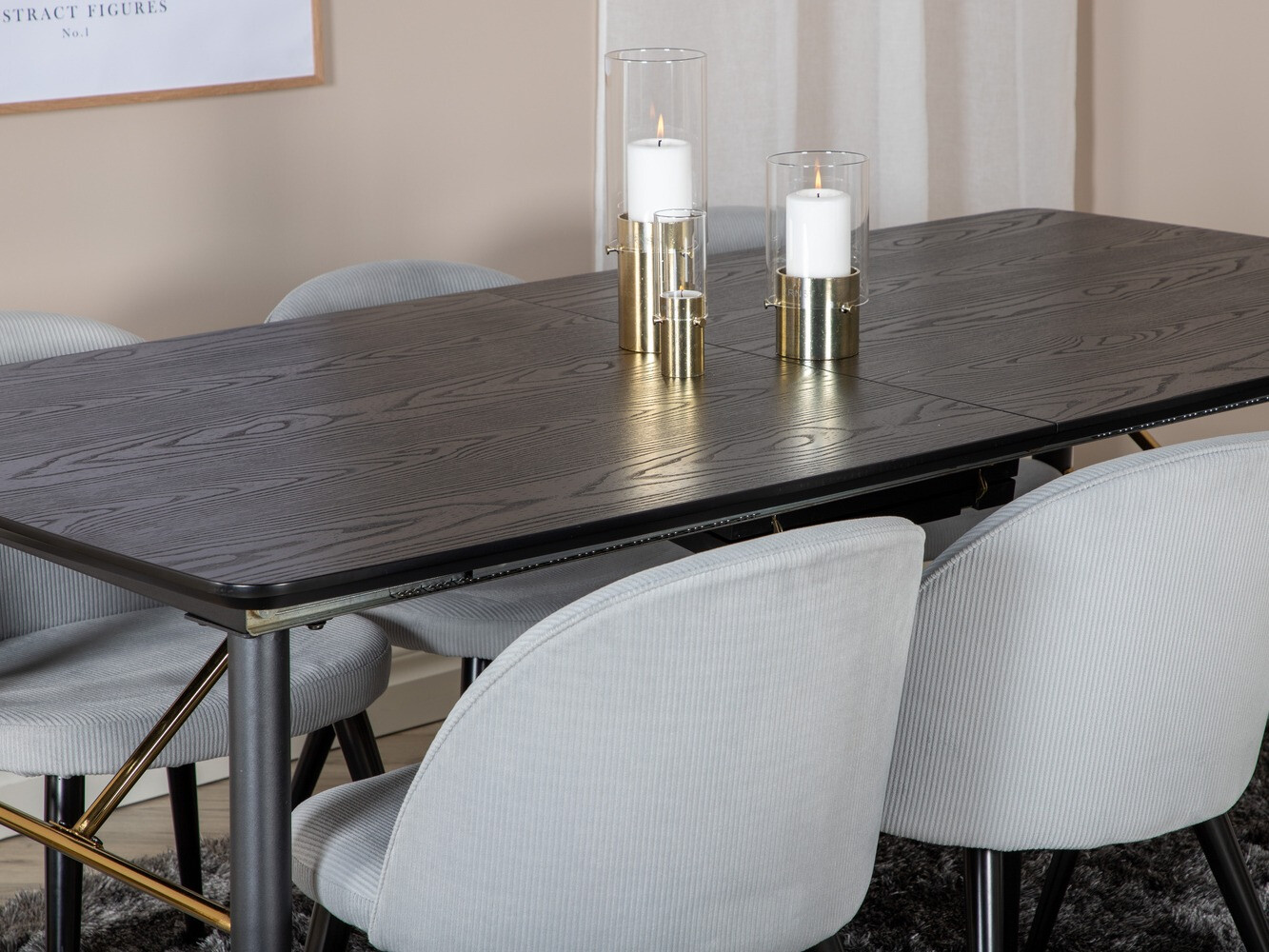 Conjunto de mesas y sillas para comedor Dallas 1447 (Gris claro + Negro)