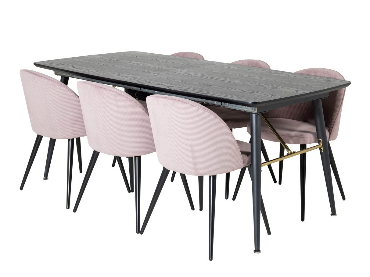 Conjunto de mesas y sillas para comedor Dallas 1447 (Rosa + Negro)