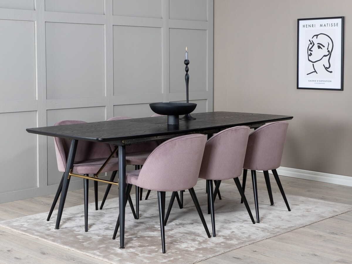 Conjunto de mesas y sillas para comedor Dallas 1447 (Rosa + Negro)