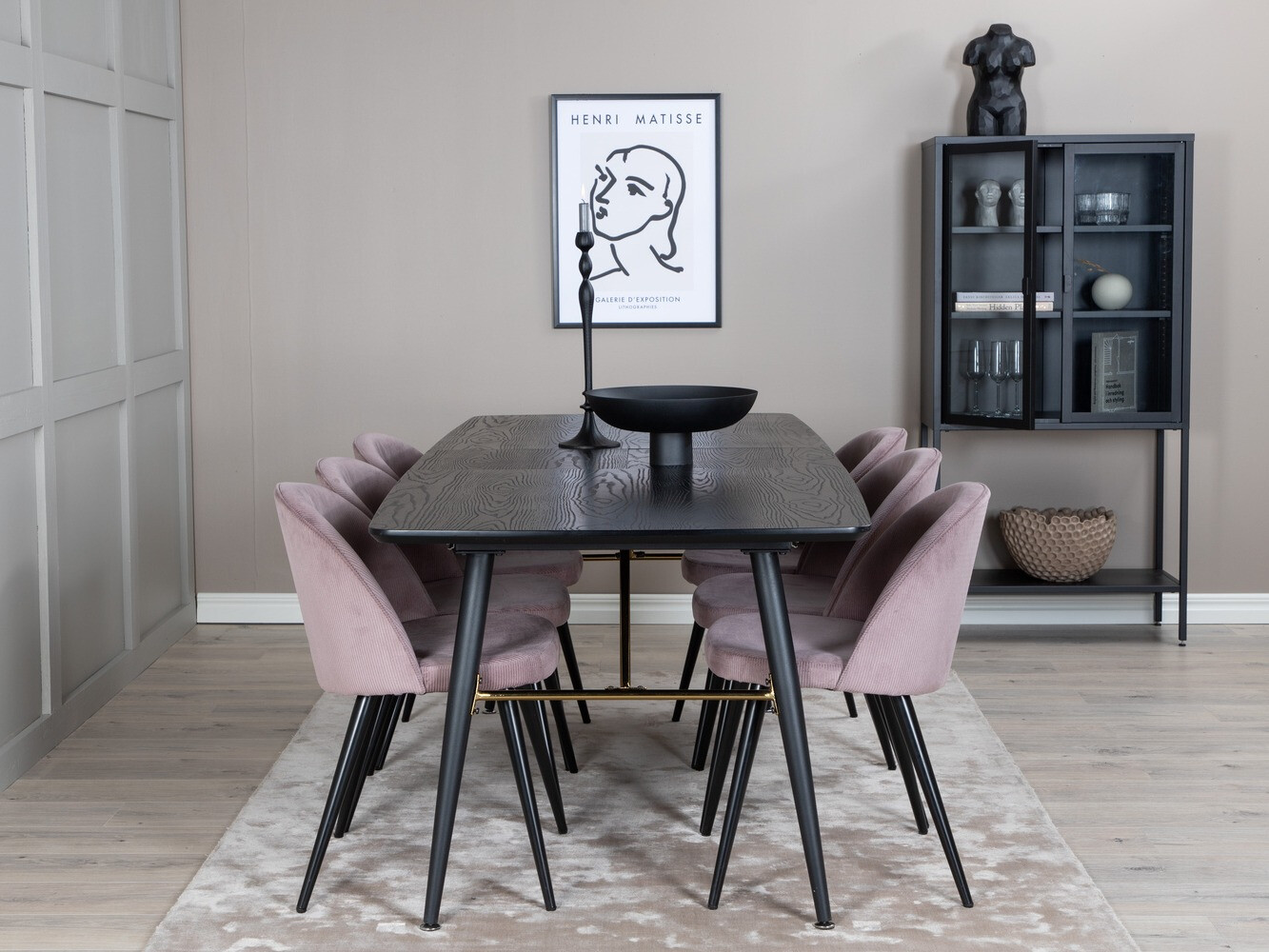 Conjunto de mesas y sillas para comedor Dallas 1447 (Rosa + Negro)