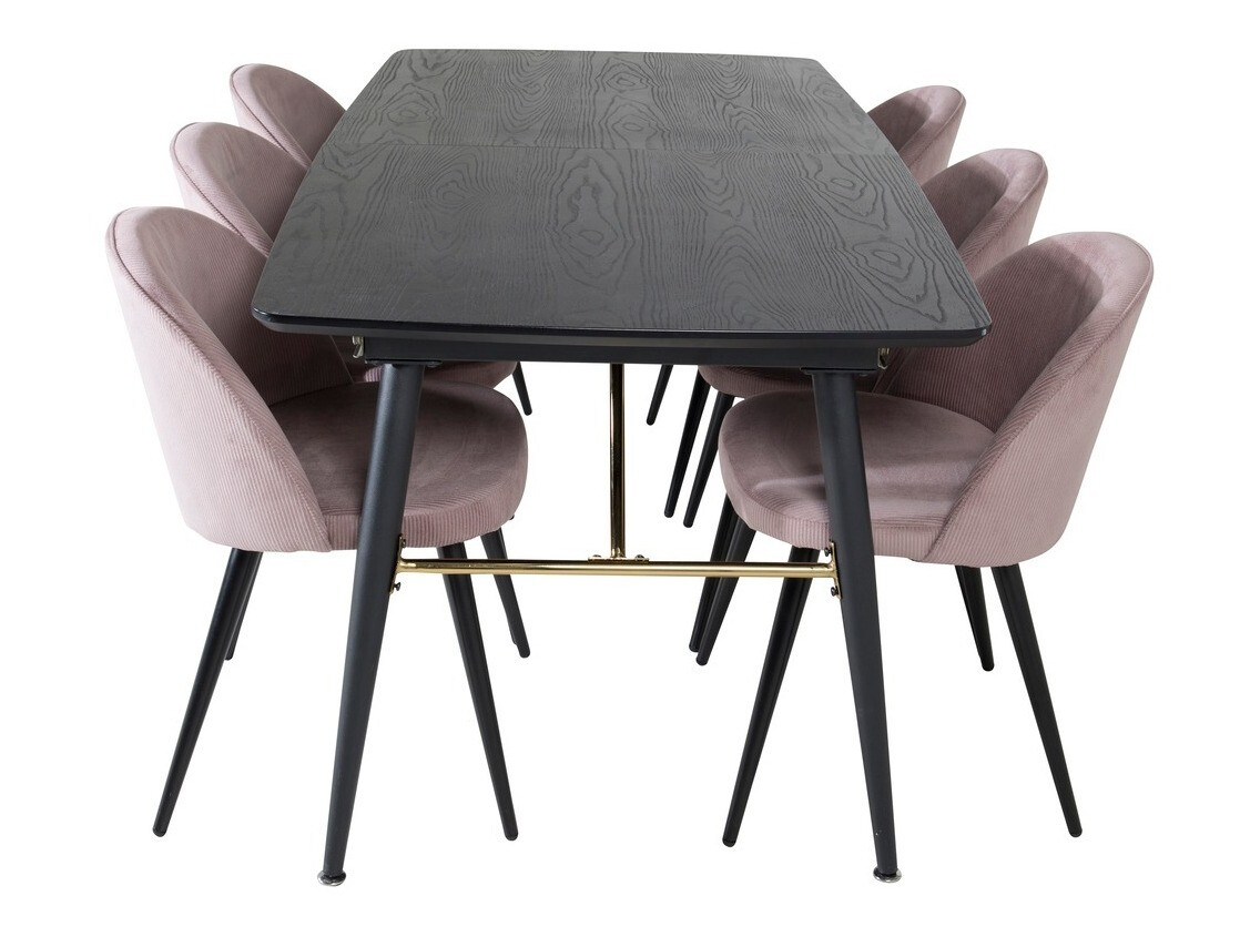 Conjunto de mesas y sillas para comedor Dallas 1447 (Rosa + Negro)