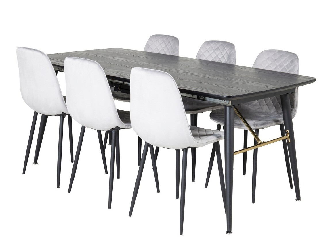 Conjunto de mesas y sillas para comedor Dallas 1448 (Gris + Negro)