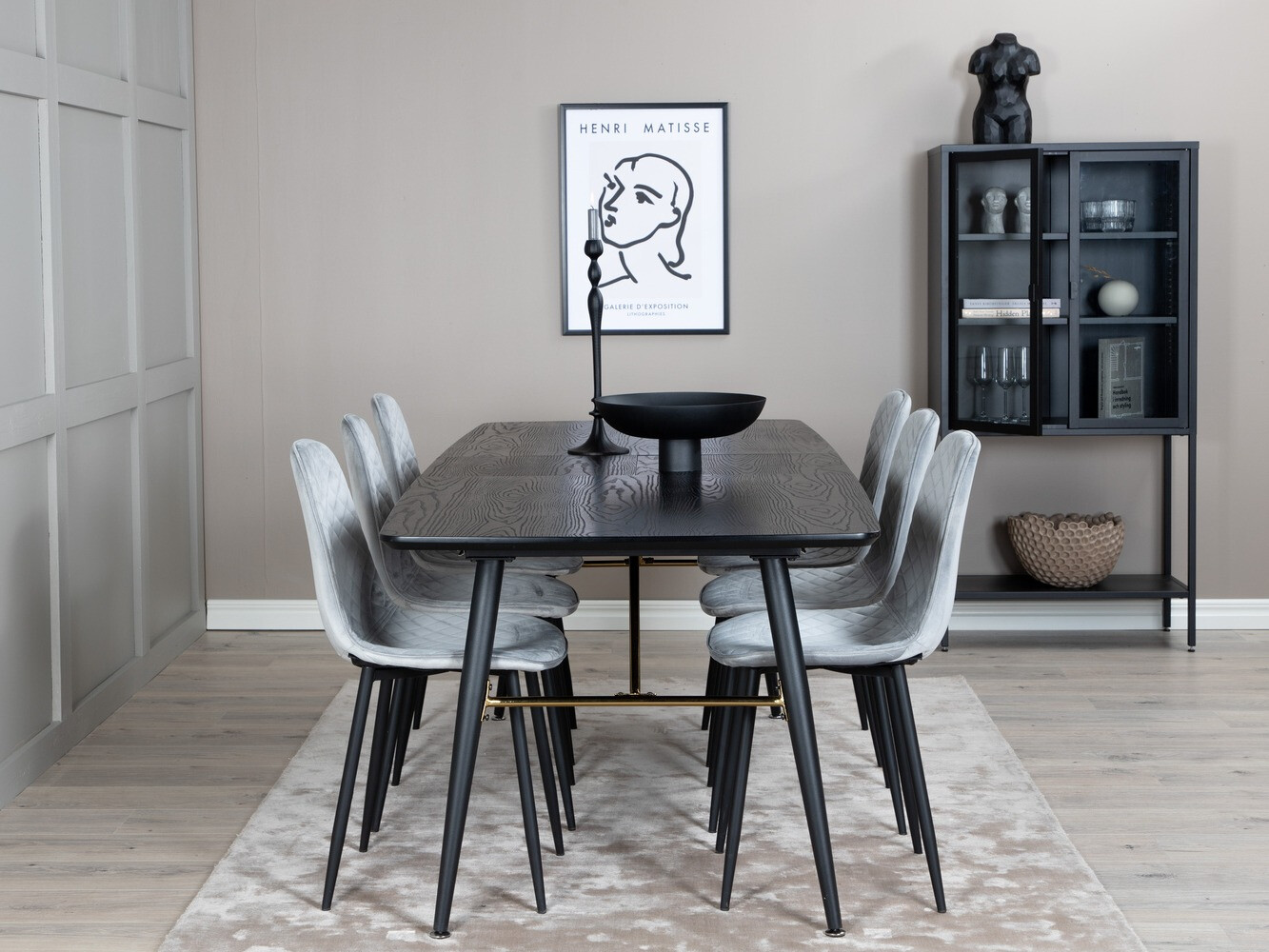 Conjunto de mesas y sillas para comedor Dallas 1448 (Gris + Negro)