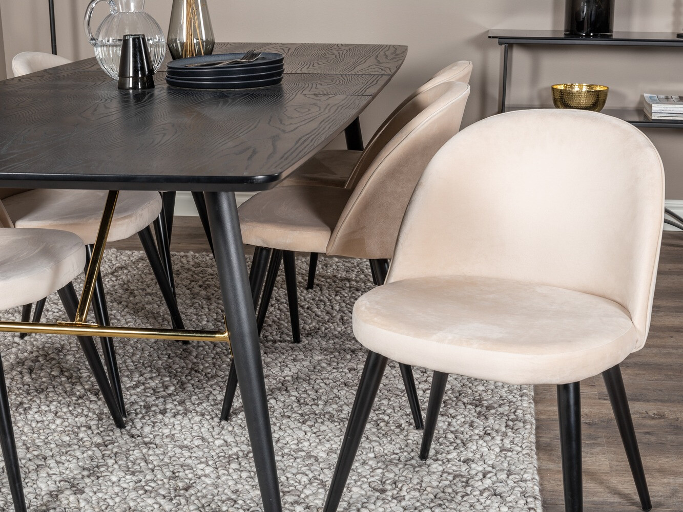 Conjunto de mesas y sillas para comedor Dallas 1449 (Beige + Negro)