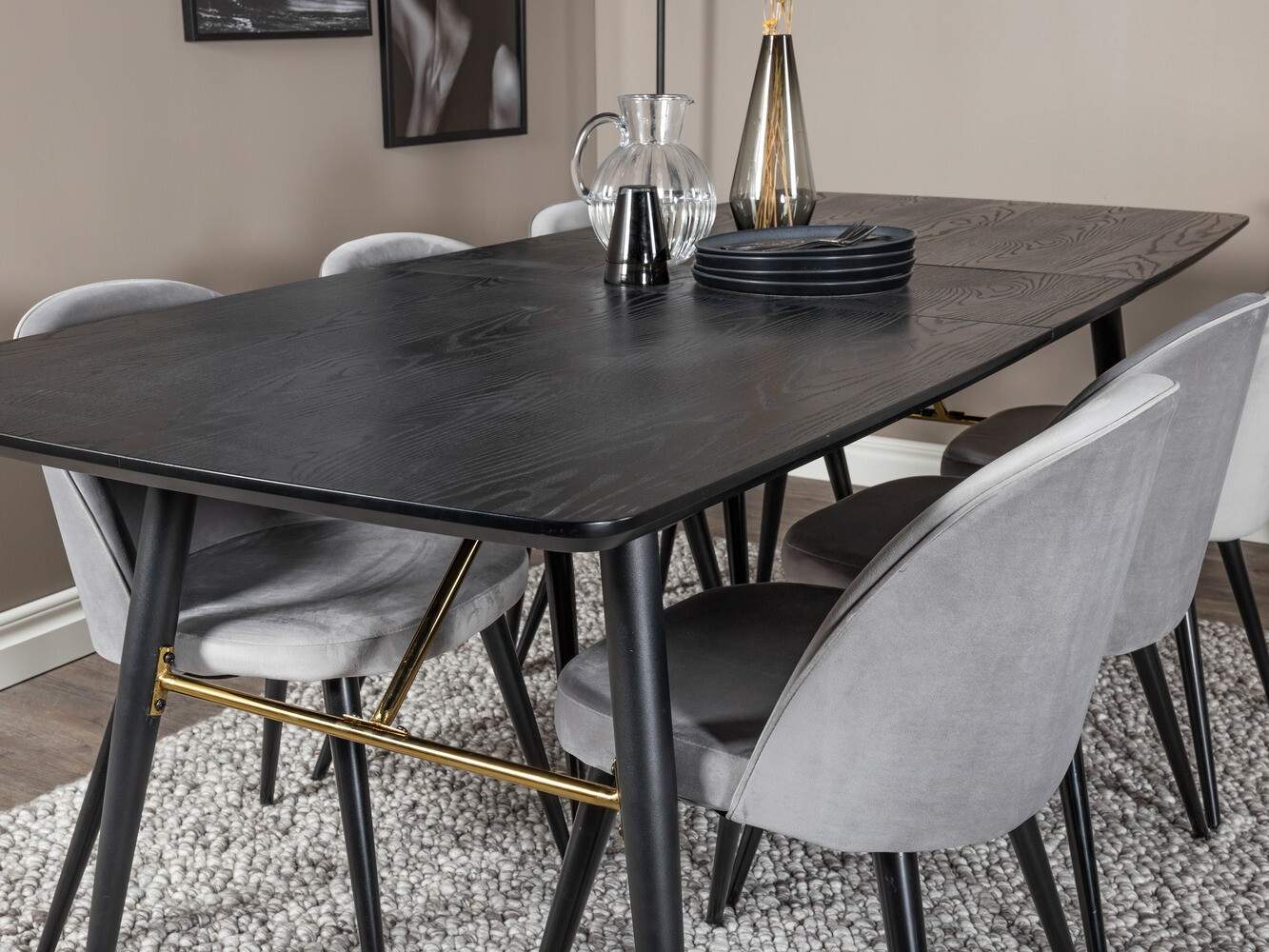 Conjunto de mesas y sillas para comedor Dallas 1449 (Gris claro + Negro)