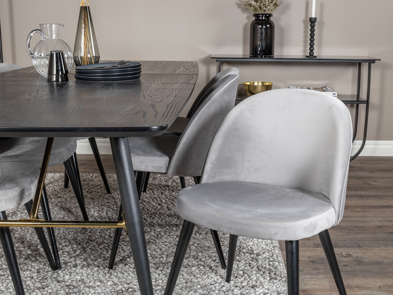 Conjunto de mesas y sillas para comedor Dallas 1449 (Gris claro + Negro)