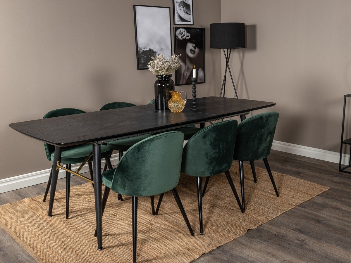Conjunto de mesas y sillas para comedor Dallas 1449 (Verde + Negro)