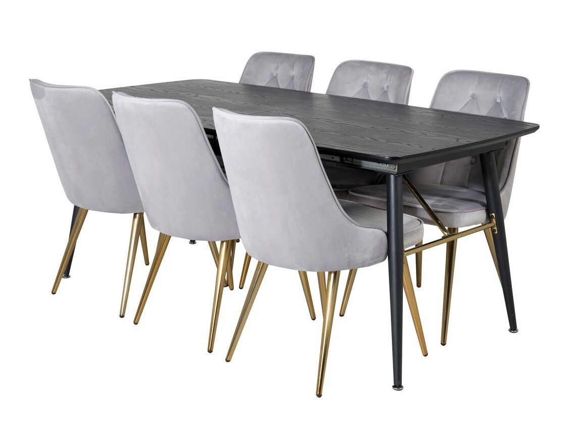 Conjunto de comedor Dallas 1453 (Gris claro + dorado)