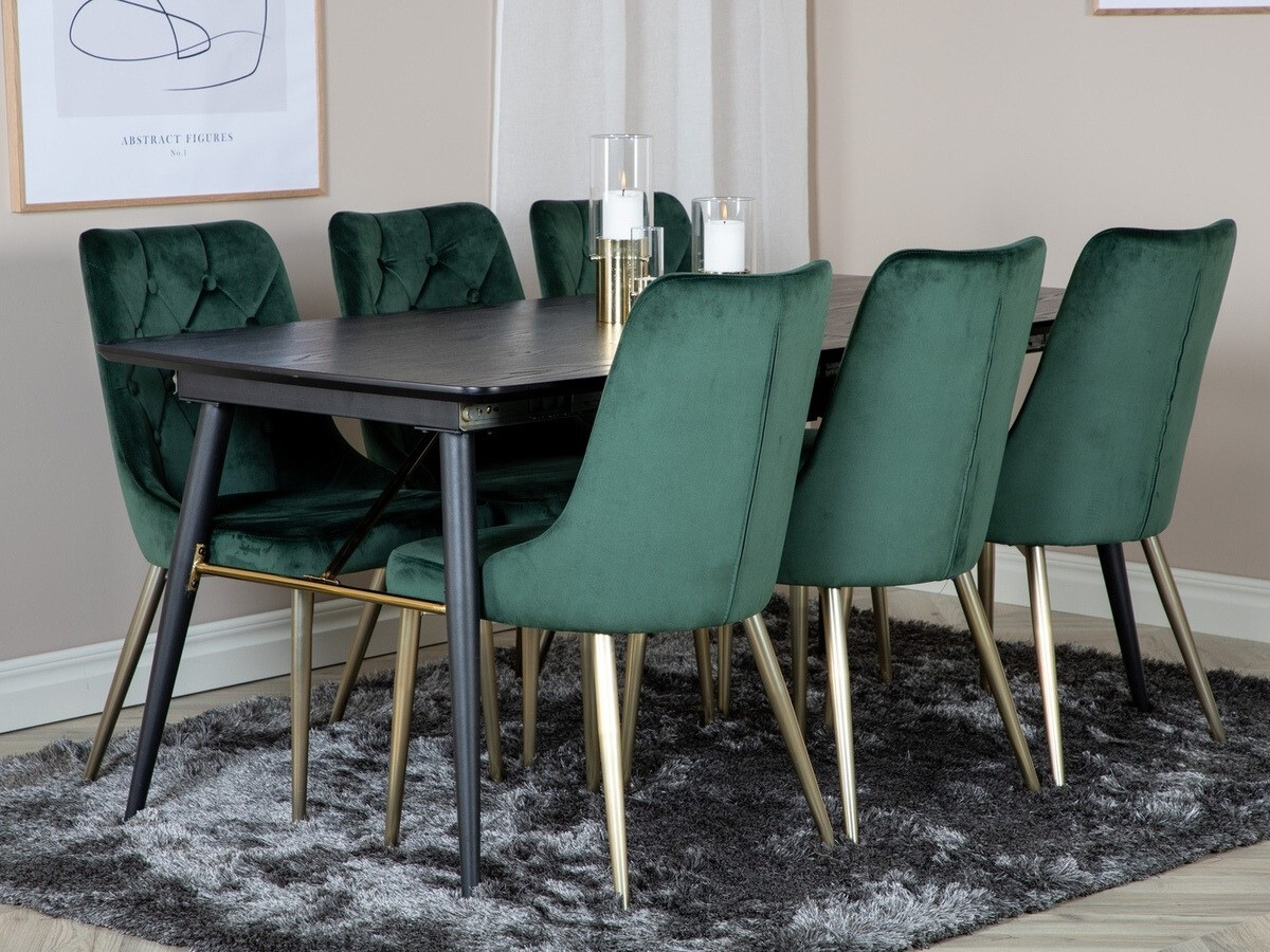 Conjunto de comedor Dallas 1453 (Verde + dorado)