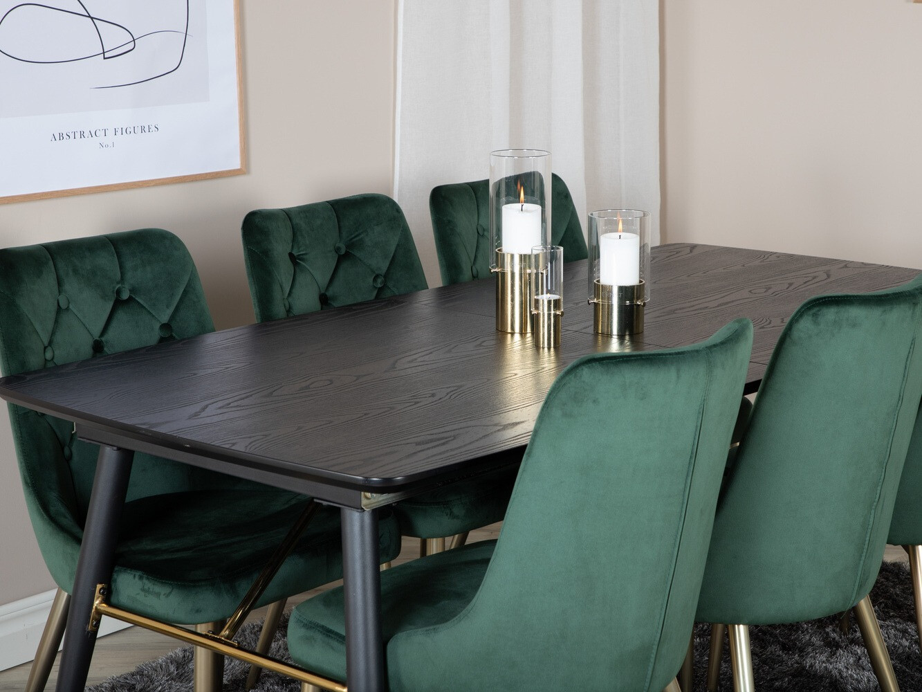 Conjunto de comedor Dallas 1453 (Verde + dorado)
