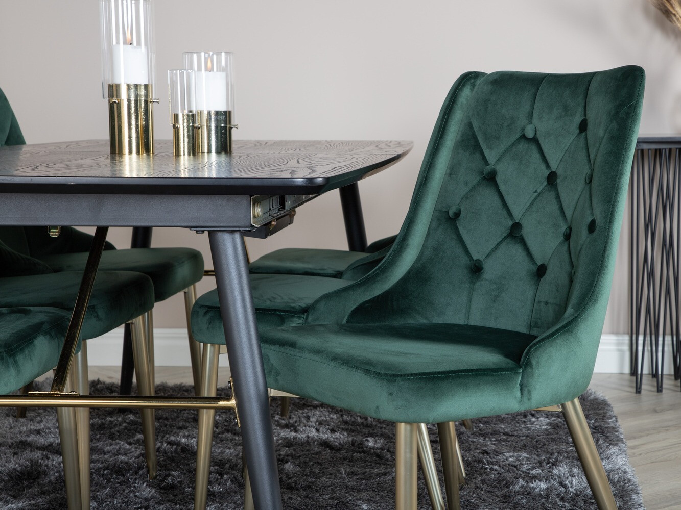 Conjunto de comedor Dallas 1453 (Verde + dorado)