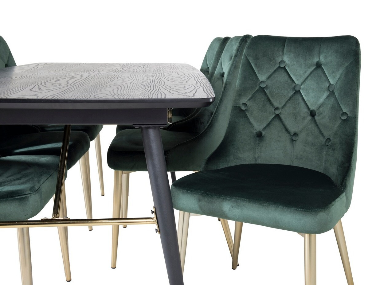 Conjunto de comedor Dallas 1453 (Verde + dorado)